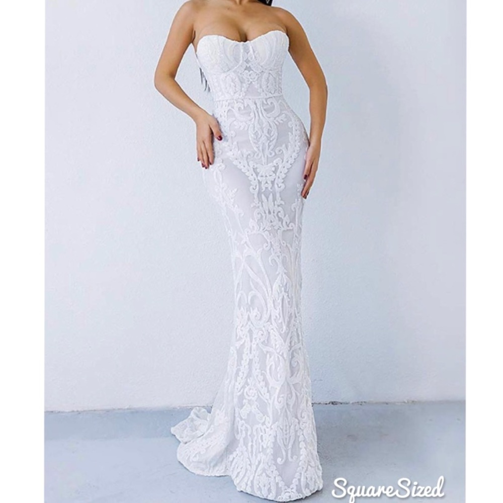 NWT white sequin mermaid wedding dress / gown